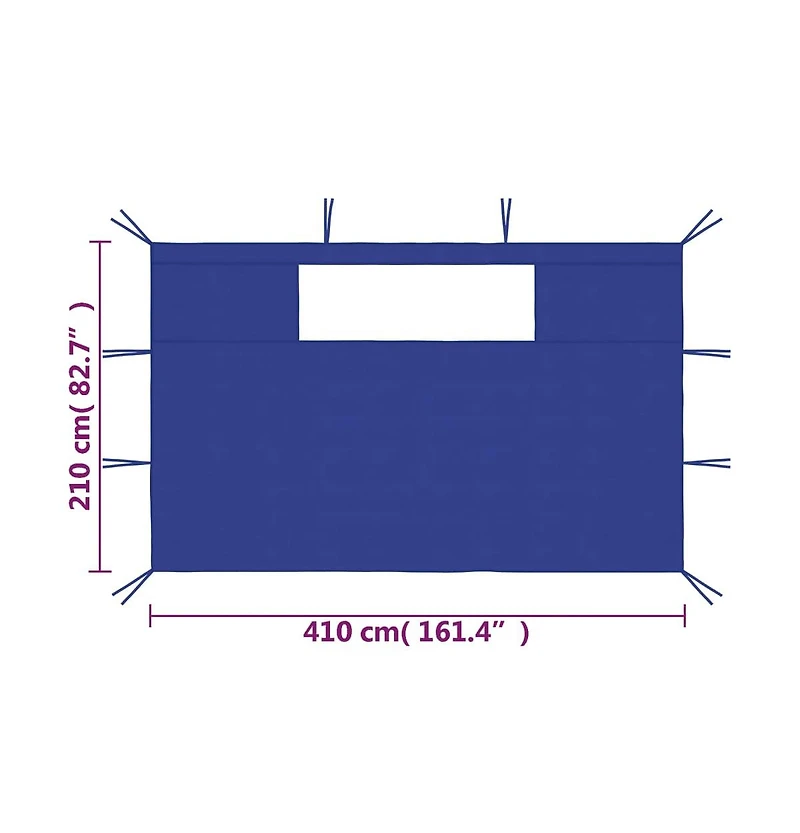 vidaXL Gazebo Sidewalls with Windows 2 pcs Blue