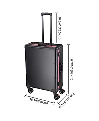 Byootique Rolling Makeup Case with Bulb Mirror Adjustable Leg Detachable Wheel
