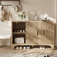 Sugift 48 Inch Farmhouse Console Table with 2 Drawers and Open Storage Shelf for Hallway