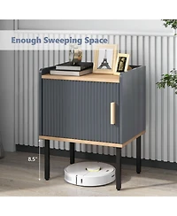 Sugift Nightstand Bedside End Table with Door Cabinet for Living Room Bedroom-Gray