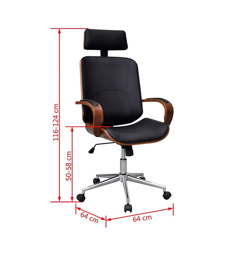 vidaXL Swivel Office Chair with Headrest Bentwood Artificial Leather