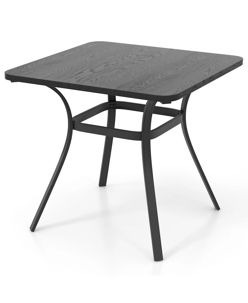 32 Inch Patio Dining Table Metal Square Table for Dining with 4 Curved Legs-Gray