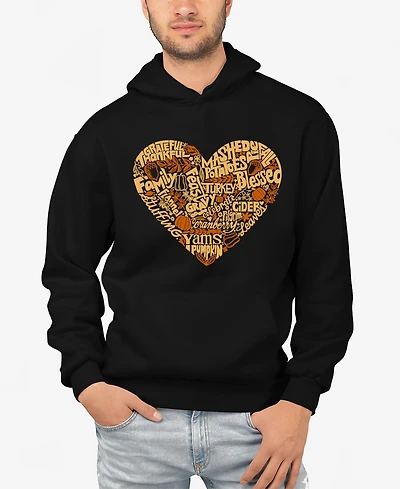 La Pop Art Men's Thanksgiving Heart Word Art Hooded Sweatshirt