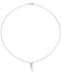 Diamond Asymmetric Dangle Bar 18" Pendant Necklace (1/5 ct. t.w.) in Sterling Silver