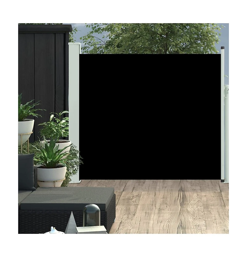 Patio Retractable Side Awning 39.4"x118.1" Black