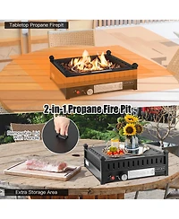Inolait 16.5 Inch Tabletop Propane Fire Pit with Simple Ignition System-Black