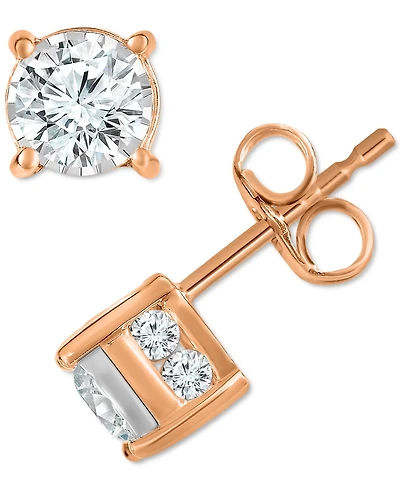 TruMiracle Diamond Side Halo Stud Earrings (5/8 ct. t.w.) 14k Gold