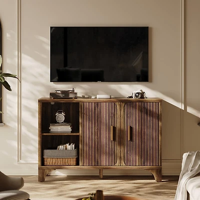 Console Table with Open Shelf Gold Metal Frame Living Room Hallway-White
