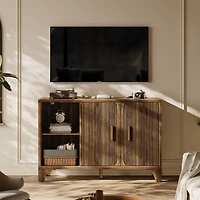 Console Table with Open Shelf Gold Metal Frame Living Room Hallway-White