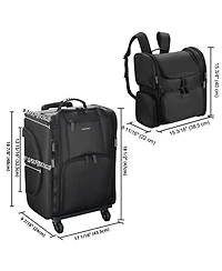 Byootique Rolling Makeup Train Case & Backpack Kit w/ 7 Toiletry Bags Artist