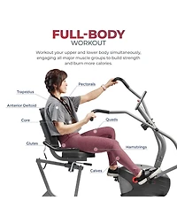 Sunny Health & Fitness Compact Performance Recumbent Bike with Dual Motion Arm Exercisers & Exclusive SunnyFit App Enhanced Bluetooth Connectivity