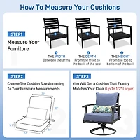 Aoodor 22'' x 24'' Outdoor Deep Seat Chair Cushion Set Olefin Fabric Slipcover and Sponge Foam (Set of 2 Seats, 2 Backs, 2 Pillows