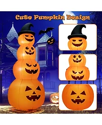 Vebreda 8 Feet Inflatable Halloween Pumpkins Stack with Built-in Led Lights