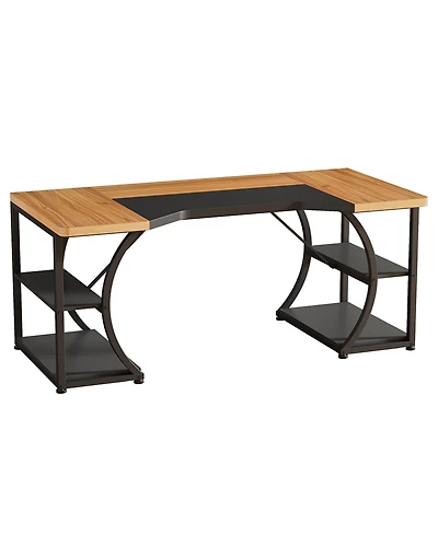 Tribesigns 63-Inch Executive Desk, Large Office Computer Desk with Double Pedestal, Modern Simple Workstations Writing Table