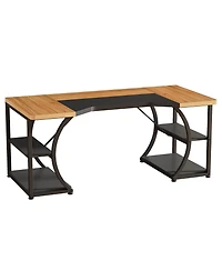 Tribesigns 63-Inch Executive Desk, Large Office Computer Desk with Double Pedestal, Modern Simple Workstations Writing Table