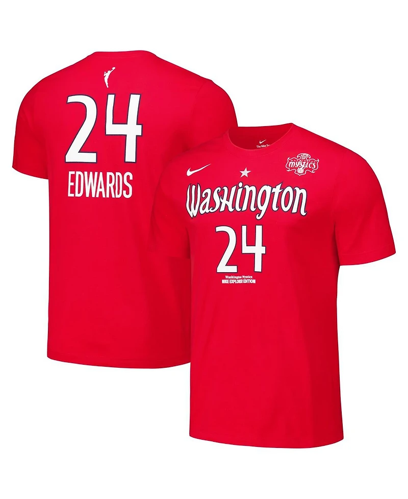 Nike Men's and Women's Aaliyah Edwards Red Washington Mystics 2024 Wnba Draft Explorer Edition Name Number T-Shirt