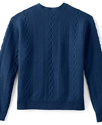 Lands' End Girls Button Front Cable Cardigan