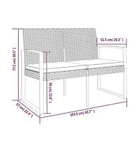 vidaXL 2-Seater Patio Bench with Cushions Brown Pp Rattan