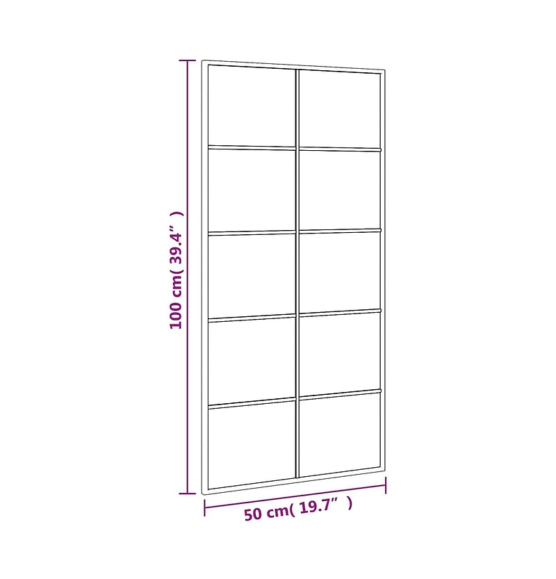 vidaXL Wall Mirror Black 19.7"x39.4" Rectangle Iron