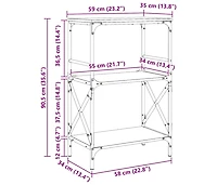 Bookcase 3-Tier Smoked Oak 23.2"x13.8"x35.6" Engineered Wood