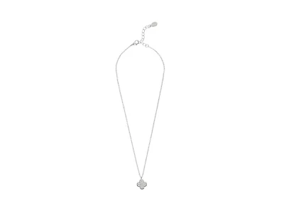 Rivka Friedman Rhodium Pave Clover Pendant