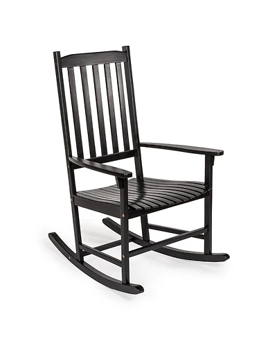Jonathan Y Seagrove Farmhouse Classic Slat-Back 350-lbs Support Acacia Wood Outdoor Rocking Chair