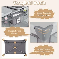 Costway 5 in 1 Portable Baby Playard Nursery Center with Cradle & Storage Basket