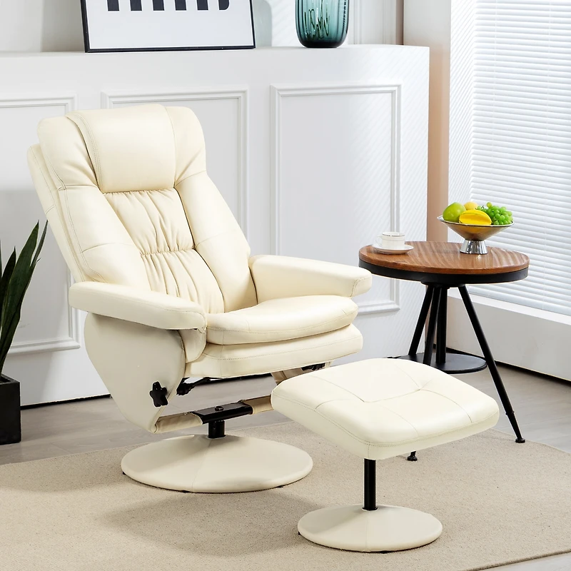 Homcom Swivel Recliner with Ottoman Reclining Chair and Footrest,