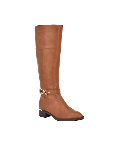 Calvin Klein Women's Daphny Pointy Toe Knee High Block Heel Casual Boots