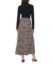 Vince Camuto Women's Pull-On A-Line Cheetah Print Midi Skirt