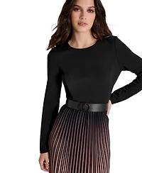 Dkny Ombre Sunburst Pleat-skirt Long-sleeve Midi Dress