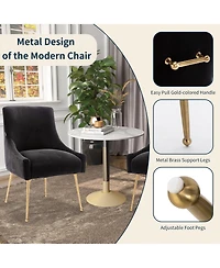 Boyel Living Velvet Dining Chair with Pulling Handle and Adjustable Foot Nails(Set of 2)