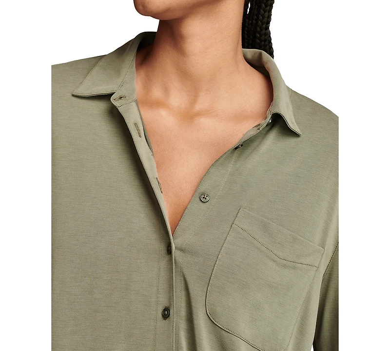 Lucky Brand Women's Sandwash Long Sleeve Button Front Shirt