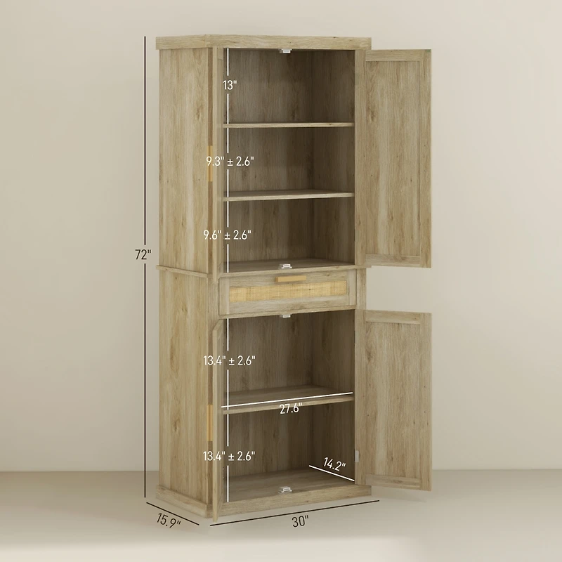 Homcom 72" Tall Kitchen Pantry Storage Cabinet with Rat Doors and Drawer
