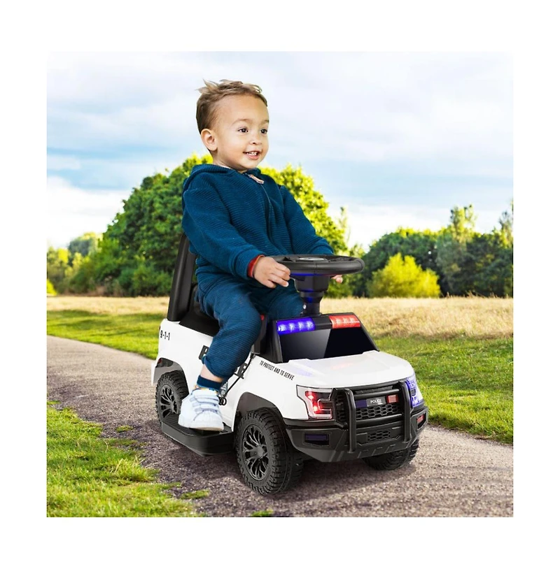 Givimo 6V Kids Ride On Police Car with Real Megaphone and Siren Flashing Lights