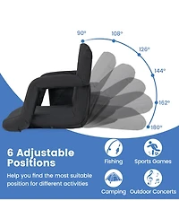 Givimo Stadium Seat for Bleachers with Back Support 6 Adjustable Positions-Black