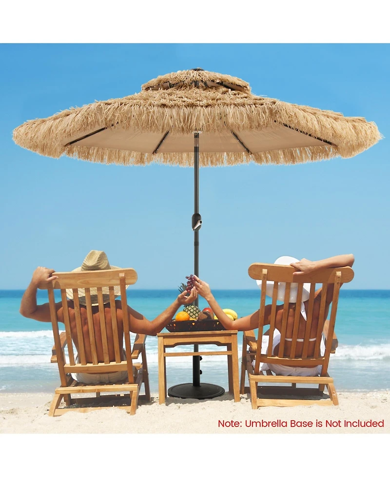 Givimo 9 Feet Solar Powered Thatched Tiki Patio Umbrella with Led Lights.