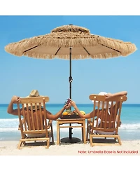 Givimo 9 Feet Solar Powered Thatched Tiki Patio Umbrella with Led Lights.