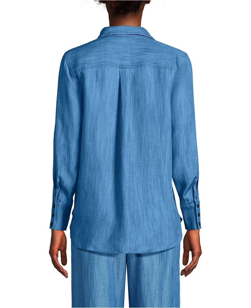 Lands' End Women's Petite Twill Tencel Fiber Popover Shirt
