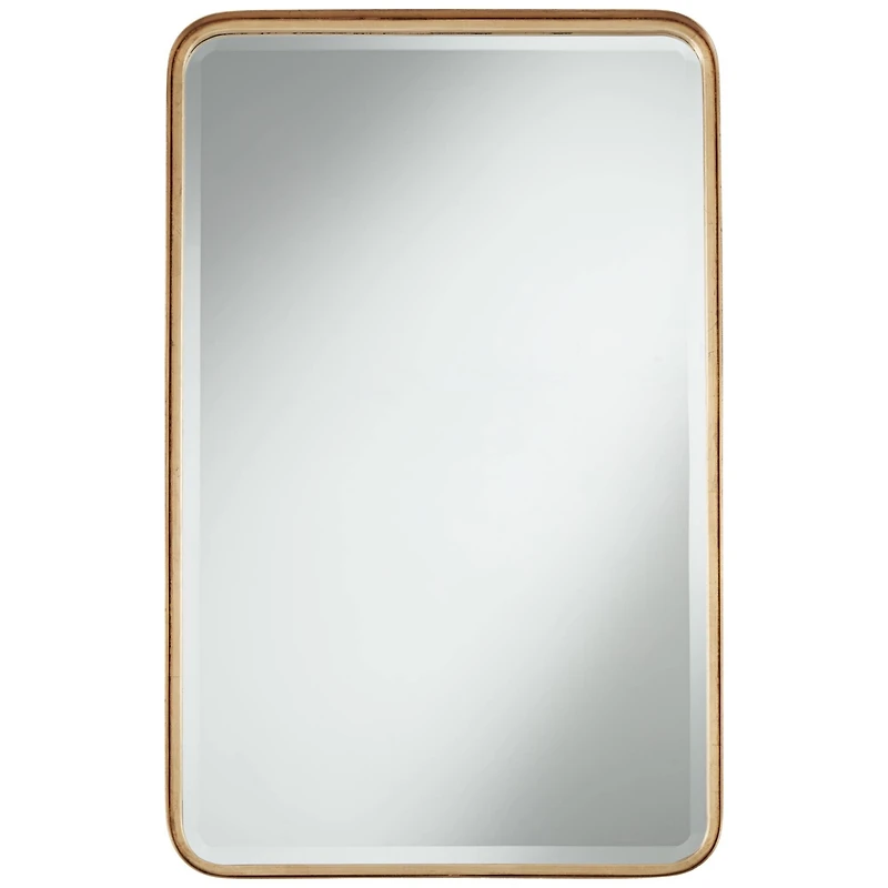 Uttermost Andi Rectangular Vanity Decorative Wall Mirror Modern Beveled Glass Warm Gold Iron Frame 24" Wide for Bathroom Bedroom Living Room Home