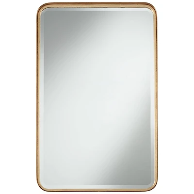 Uttermost Andi Rectangular Vanity Decorative Wall Mirror Modern Beveled Glass Warm Gold Iron Frame 24" Wide for Bathroom Bedroom Living Room Home