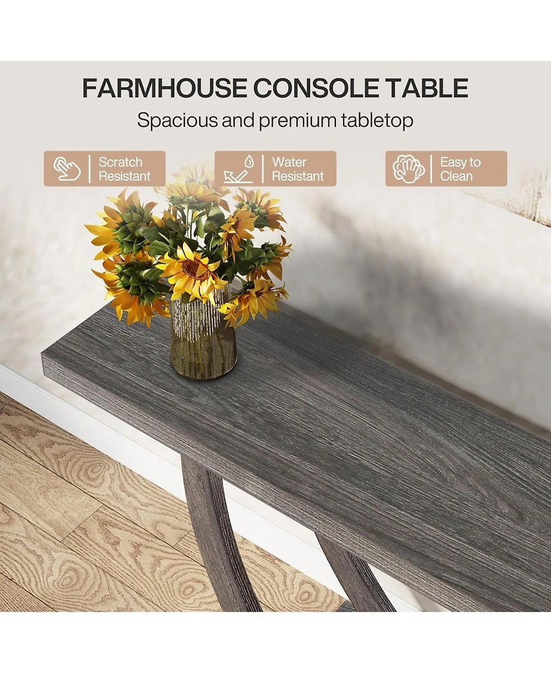 Tribesigns Console Table for Entryway: 63 Inches Farmhouse Wood Entry Foyer Table for Entrance, Narrow Long Sofa Table Behind Couch with Metal Legs