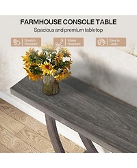 Tribesigns Console Table for Entryway: 63 Inches Farmhouse Wood Entry Foyer Table for Entrance, Narrow Long Sofa Table Behind Couch with Metal Legs