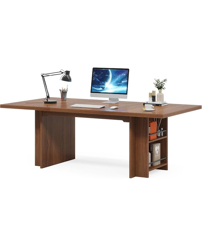 Tribesigns 63 Inches Office Executive Desk, Home Office Desk Large Computer Writing Table with Storage, Wood Workstation Desk Small Conference Table