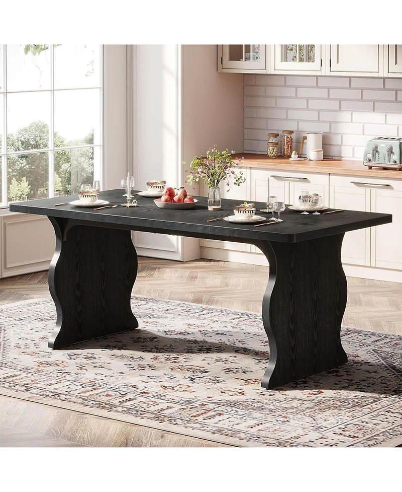 Tribesigns Modern Dining Table for 4-6, 63-Inch Rectangular Wood Kitchen Table, Large Dinner Table Wooden Dining Room Table, Black Kitchen & Dining Ro