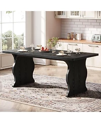 Tribesigns Modern Dining Table for 4-6, 63-Inch Rectangular Wood Kitchen Table, Large Dinner Table Wooden Dining Room Table, Black Kitchen & Dining Ro