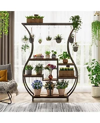 Tribesigns 6-Tier Plant Stand, 70.9 Inch Tall Plant Shelf with 10 Hanging Hooks, Vase Shape Ladder Plant Stand, Multi-Purpose Plant Display Rack for I