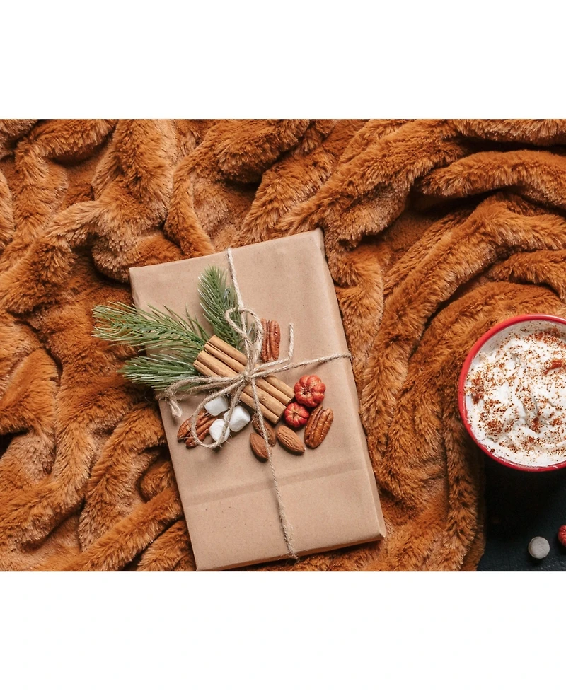 Chanasya Premium Ruched Faux Fur Throw Blanket - Luxurious, Soft Reversible Mink 50" x 65” Marble