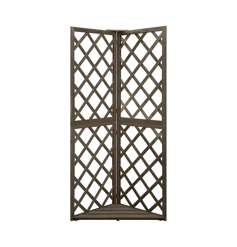 vidaXL Corner Trellis Gray 19.6"x19.6"x57" Solid Fir Wood