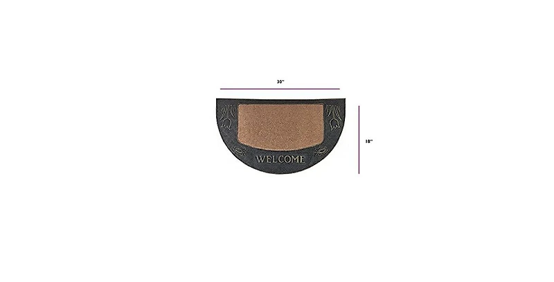 Superio Non-Slip Welcome Doormat for Entry, 18" x 30", Half Circle Mat